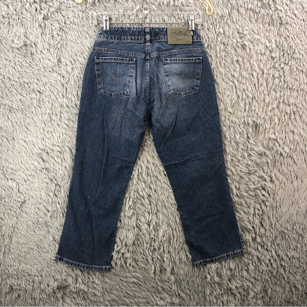 Silver Jeans Capris Womens Size 26 Whiskered Denim Slit Side Hem